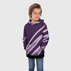 Толстовка-худи детская Фиолетовый абстрактный с полосой, цвет: 3D-черный — фото 2