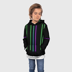 Толстовка-худи детская Neon stripes, цвет: 3D-белый — фото 2