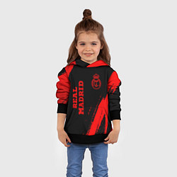 Толстовка-худи детская Real Madrid - red gradient вертикально, цвет: 3D-черный — фото 2