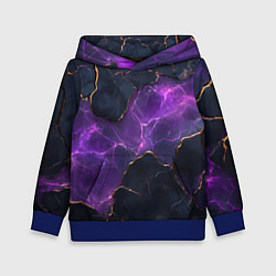 Толстовка-худи детская Фиолетовый разлом с молниями, цвет: 3D-синий