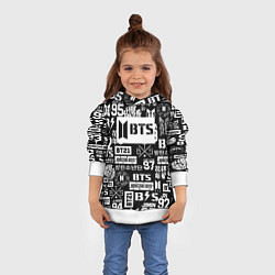 Толстовка-худи детская Bangtan Boys pattern black, цвет: 3D-белый — фото 2