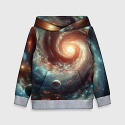 Толстовка-худи детская Далёкая неоновая галактика - нейросеть, цвет: 3D-меланж