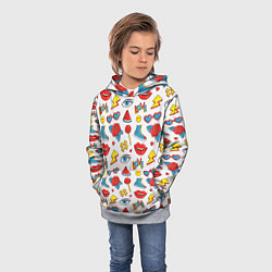 Толстовка-худи детская Паттерн с яркими молодежными стикерами, цвет: 3D-меланж — фото 2