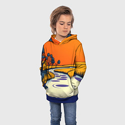 Толстовка-худи детская Арт с фантастическим пейзажем, цвет: 3D-синий — фото 2