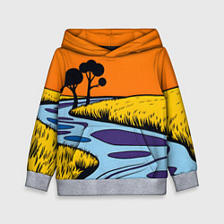 Толстовка-худи детская Пейзаж с фантастической природой, цвет: 3D-меланж