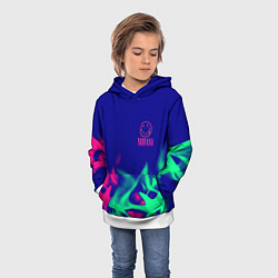 Толстовка-худи детская Nirvana fire neon, цвет: 3D-белый — фото 2