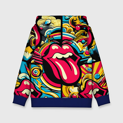 Детская толстовка Rolling Stones logo - pop art pattern / 3D-Синий – фото 2