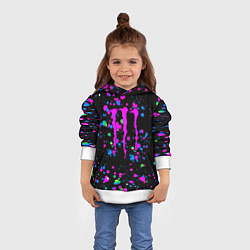 Толстовка-худи детская Monster energy неоновые краски, цвет: 3D-белый — фото 2