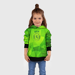 Толстовка-худи детская Sporting green poly, цвет: 3D-черный — фото 2