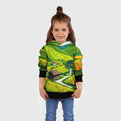 Толстовка-худи детская Русская душа и поле, цвет: 3D-черный — фото 2