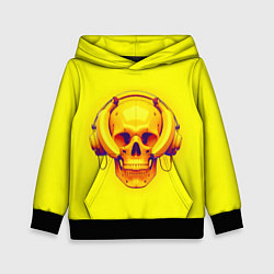 Толстовка-худи детская Yellow bananas skull - cyberpunk, цвет: 3D-черный