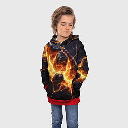 Толстовка-худи детская Золотая лава текстура, цвет: 3D-красный — фото 2