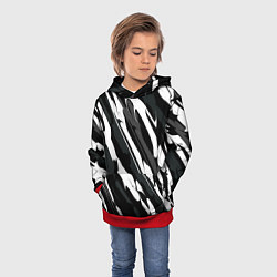 Толстовка-худи детская Разводы белым на черном, цвет: 3D-красный — фото 2