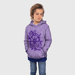 Толстовка-худи детская Штурвал в розах, цвет: 3D-синий — фото 2