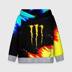Толстовка-худи детская Monster energy огненные краски, цвет: 3D-меланж