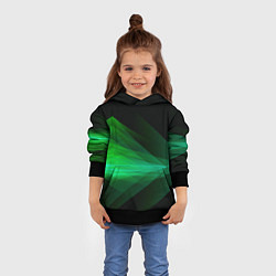 Толстовка-худи детская Неоновая зеленая абстракция на черном фоне, цвет: 3D-черный — фото 2