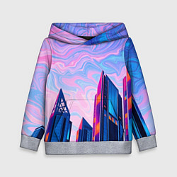 Толстовка-худи детская Абстракция с небоскребами, цвет: 3D-меланж