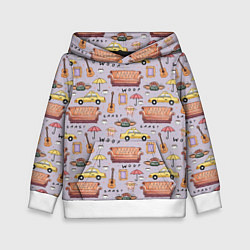 Толстовка-худи детская Друзья - паттерн, цвет: 3D-белый