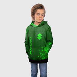 Толстовка-худи детская Suzuki - green gradient вертикально, цвет: 3D-черный — фото 2