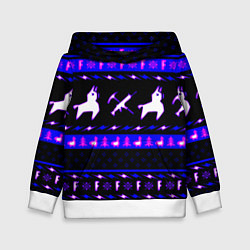 Толстовка-худи детская Fortnite neon pattern, цвет: 3D-белый