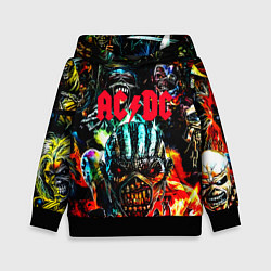 Толстовка-худи детская ACDC рок монстры, цвет: 3D-черный