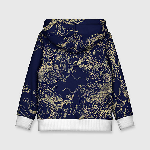 Детская толстовка Золотые драконы на синем / 3D-Белый – фото 2