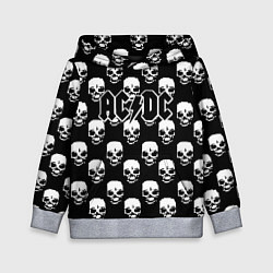 Толстовка-худи детская AC DC rock skull, цвет: 3D-меланж