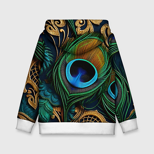 Детская толстовка Узоры и перья павлина / 3D-Белый – фото 2