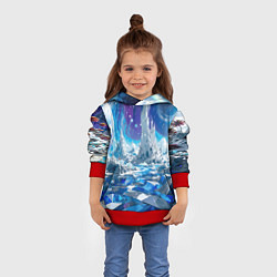 Толстовка-худи детская Космический фантастический пейзаж, цвет: 3D-красный — фото 2