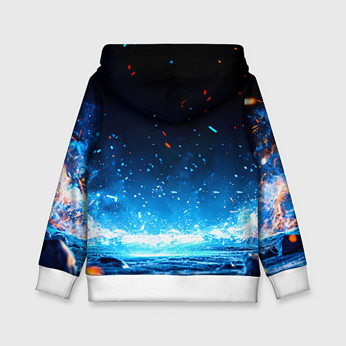 Детская толстовка Хоккеист в синем пламени / 3D-Белый – фото 2