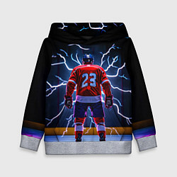 Толстовка-худи детская Хоккеист и молния, цвет: 3D-меланж