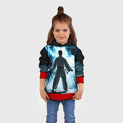 Толстовка-худи детская Айкидоист в дыму, цвет: 3D-красный — фото 2