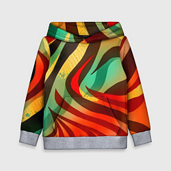 Толстовка-худи детская Жаркая полосатая абстракция, цвет: 3D-меланж