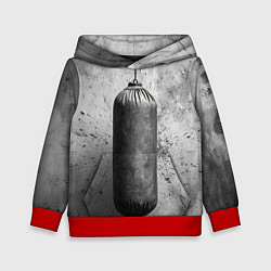 Толстовка-худи детская Серая боксерская груша, цвет: 3D-красный