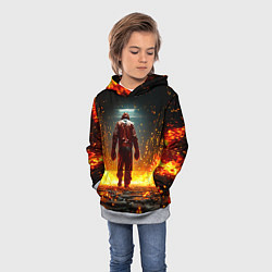 Толстовка-худи детская Боксер в огне, цвет: 3D-меланж — фото 2