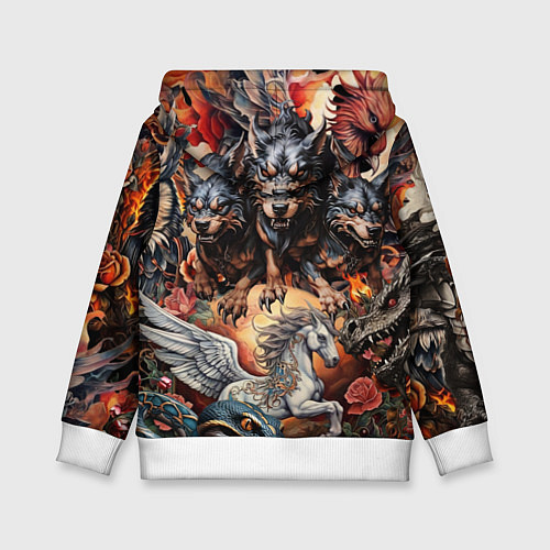Детская толстовка Кукрыниксы и мифические существа / 3D-Белый – фото 2