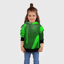 Толстовка-худи детская Nissan - green gradient вертикально, цвет: 3D-черный — фото 2