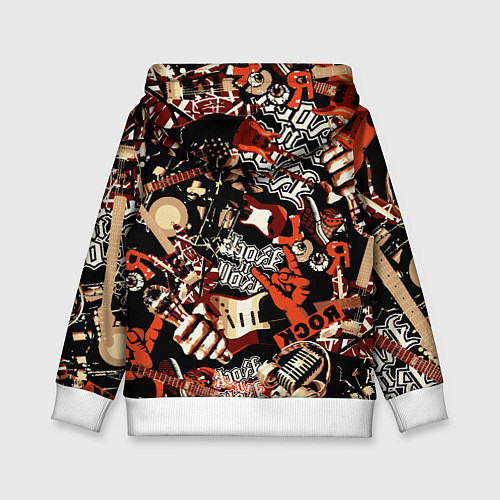 Детская толстовка Nirvana Kurt Cobain на фоне гитар / 3D-Белый – фото 2