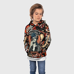 Толстовка-худи детская Nirvana Kurt Cobain на фоне гитар, цвет: 3D-белый — фото 2