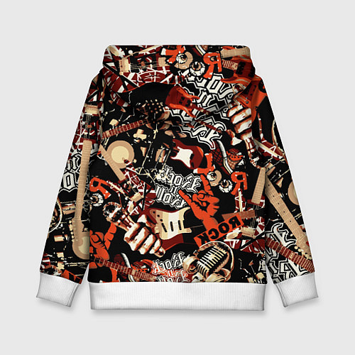 Детская толстовка Кукрыниксы на фоне электрогитар / 3D-Белый – фото 2