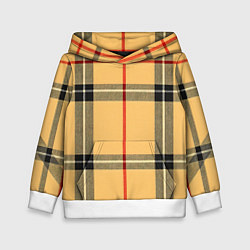 Толстовка-худи детская Классическая клеточка, цвет: 3D-белый