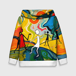 Толстовка-худи детская Танцующие человечки, цвет: 3D-белый