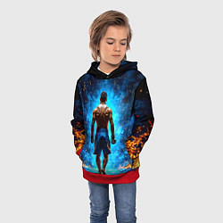 Толстовка-худи детская Кикбоксер в огне, цвет: 3D-красный — фото 2