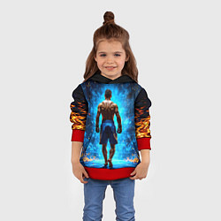 Толстовка-худи детская Кикбоксер в огне, цвет: 3D-красный — фото 2