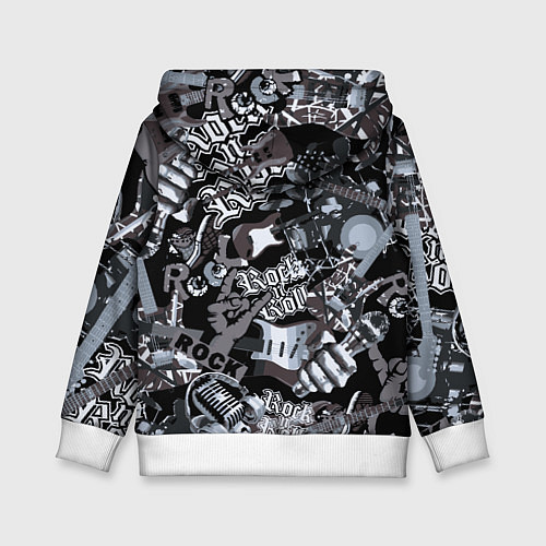 Детская толстовка Oasis на фоне гитар / 3D-Белый – фото 2
