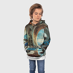 Толстовка-худи детская Современная пещера, цвет: 3D-белый — фото 2