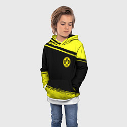 Толстовка-худи детская Borussia жёлтые полосы, цвет: 3D-белый — фото 2