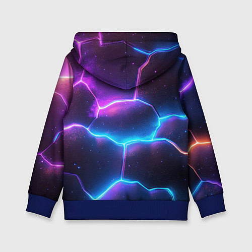 Детская толстовка Синие и фиолетовые молнии в разломе / 3D-Синий – фото 2