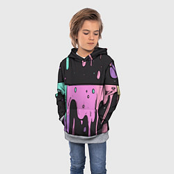 Толстовка-худи детская Стекающая краска текстура, цвет: 3D-меланж — фото 2