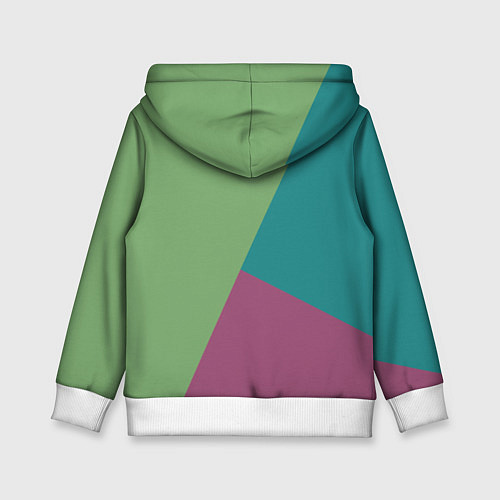 Детская толстовка Сине-зелёно-розовый тёмный трёхцветный / 3D-Белый – фото 2